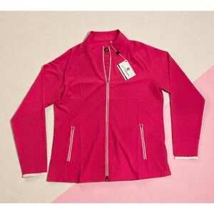 FootJoy FJ Full Zip Golf Jacket Lightweight Woven Logo PINK Large Womens